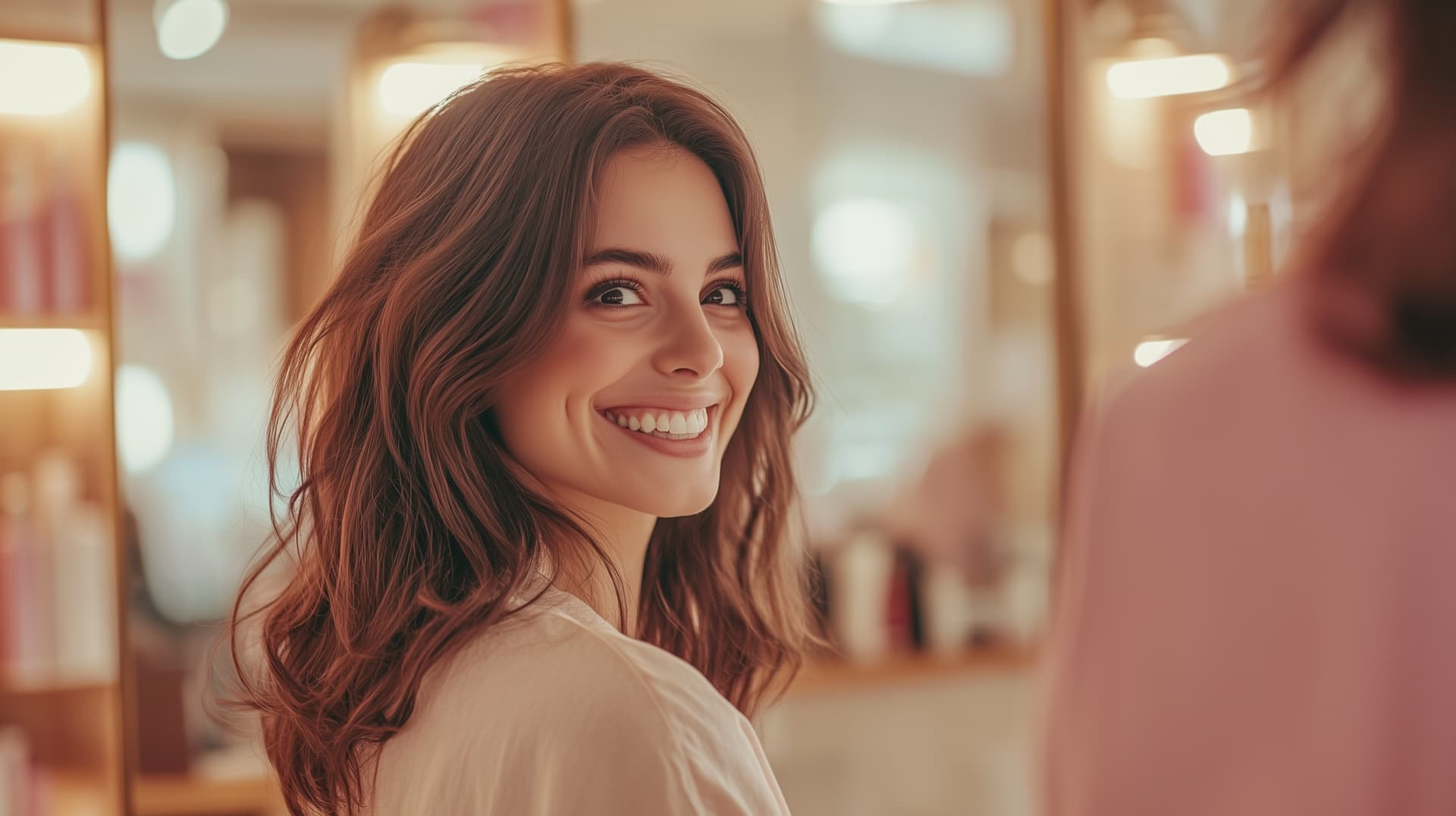 Happy client after getting her hair done at Katie's Hair Design